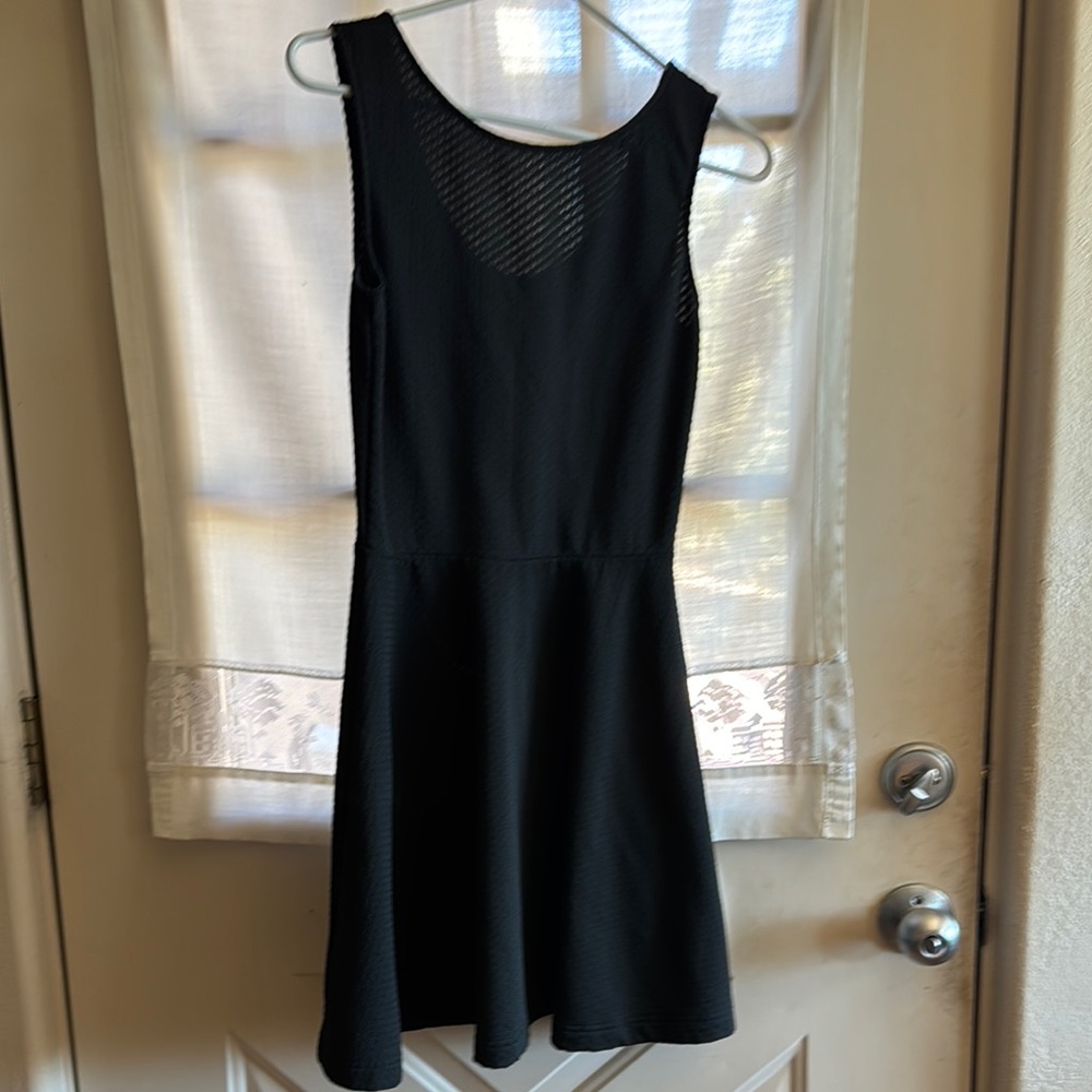 Black A-line Mini Dress with Scoop Neck for Cocktail